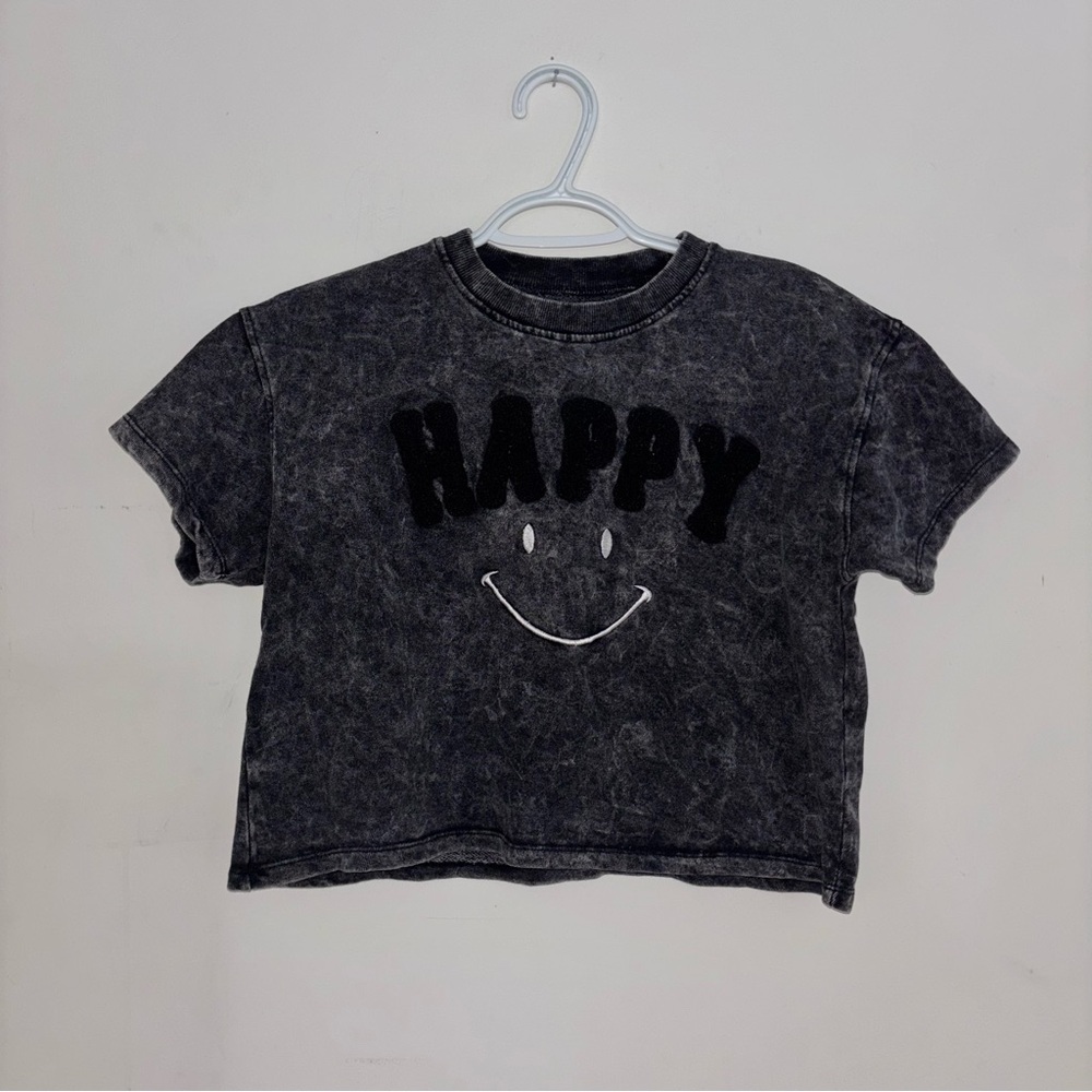 Vintage Havana Happy Smiley Cropped Tee L